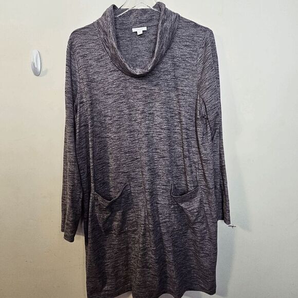 Pure Jill by J. Jill Cowl Neck Tunic Sweater Knit Dress Large Pockets Knee Lengt - Picture 1 of 4
